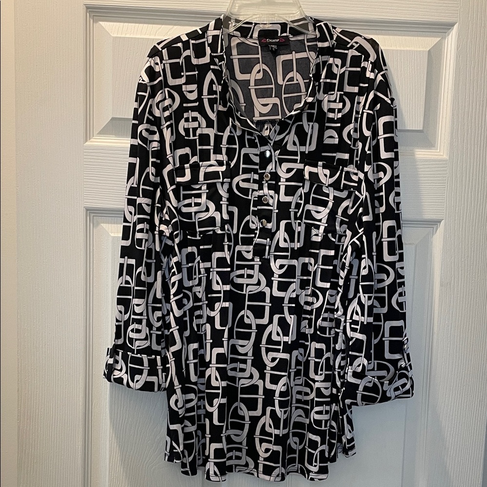 Cocomo Monochrome Pattern Blouse - Size XL